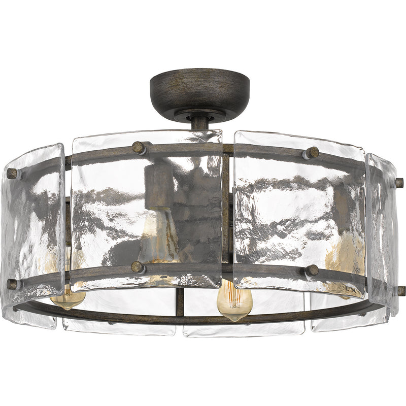 Quoizel FTS3124MM Four Light Fandelier, Mottled Silver