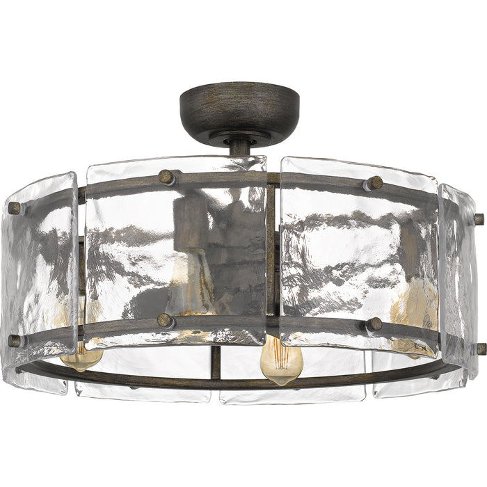 Quoizel FTS3124MM Four Light Fandelier, Mottled Silver