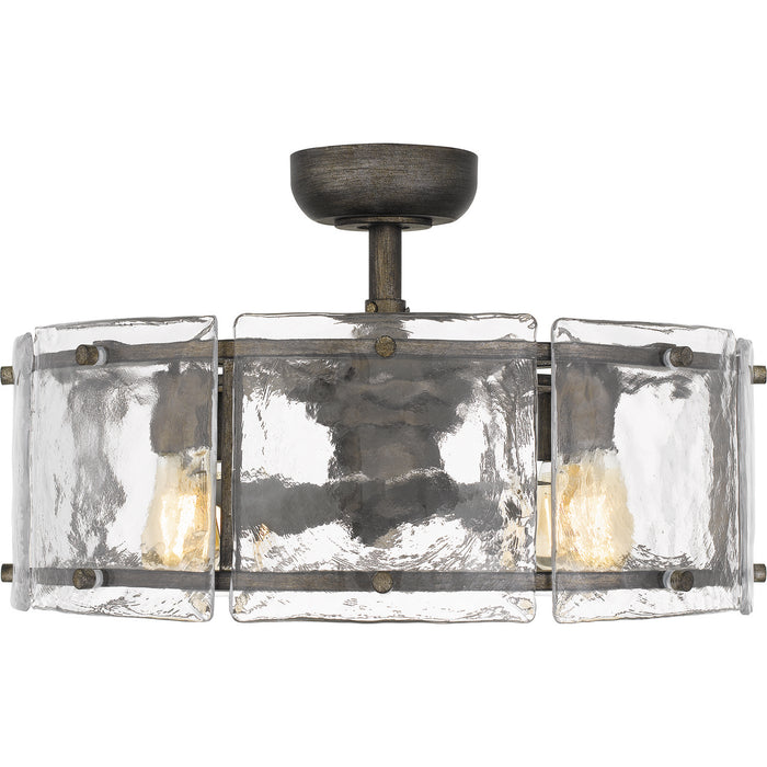 Quoizel FTS3124MM Four Light Fandelier, Mottled Silver