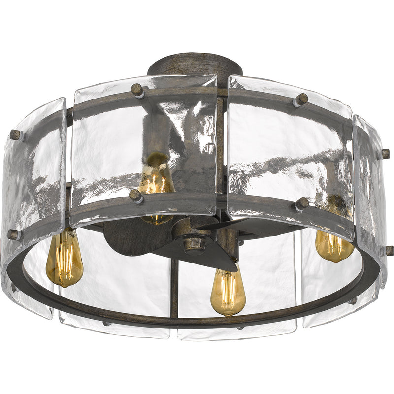 Quoizel FTS3124MM Four Light Fandelier, Mottled Silver