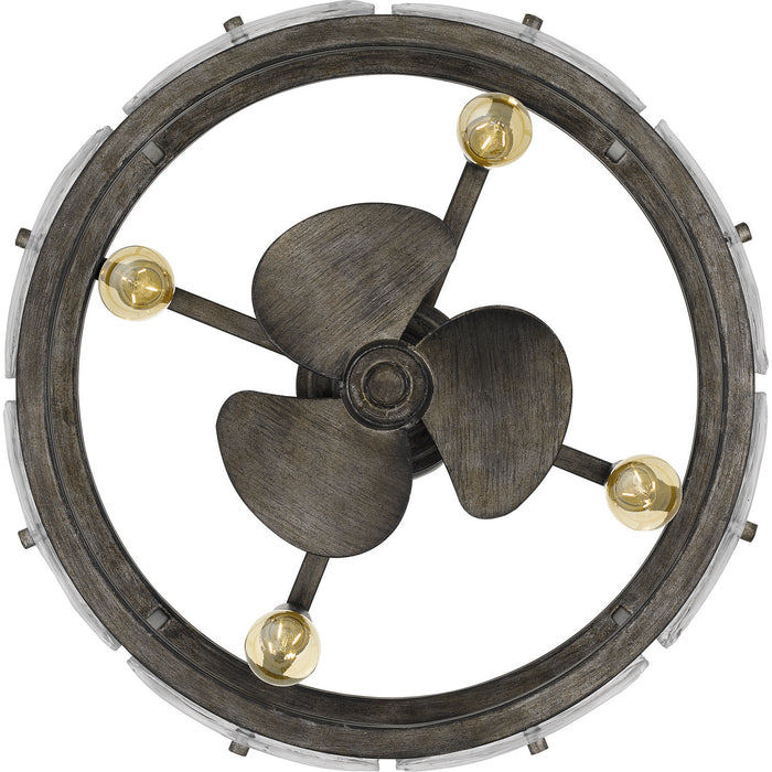 Quoizel FTS3124MM Four Light Fandelier, Mottled Silver
