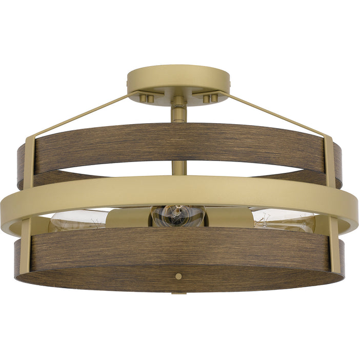 Quoizel GDN1716CG Three Light Semi Flush Mount, Champagne Gold