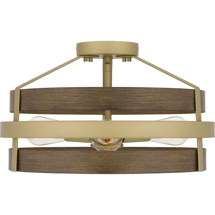 Quoizel GDN1716CG Three Light Semi Flush Mount, Champagne Gold