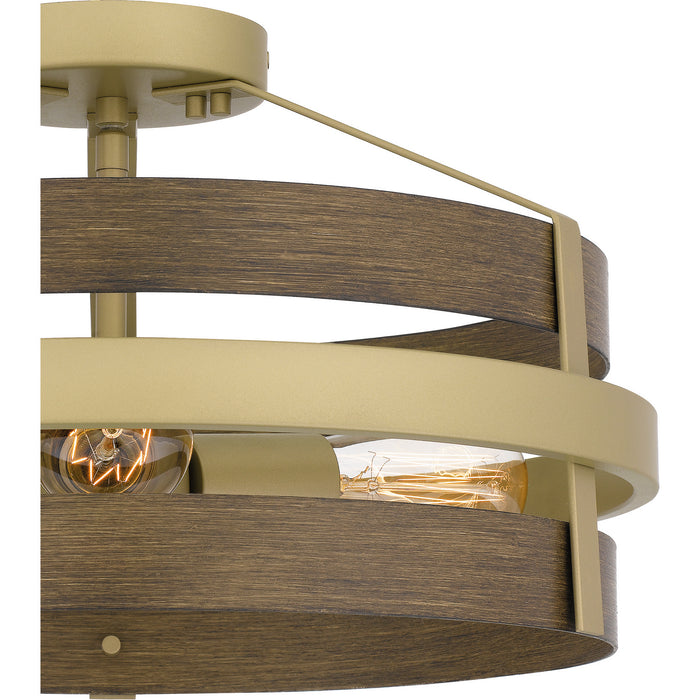 Quoizel GDN1716CG Three Light Semi Flush Mount, Champagne Gold