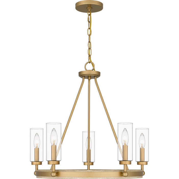 Quoizel KEL5025NWS Five Light Chandelier, Nouveau Painted Weathered Brass