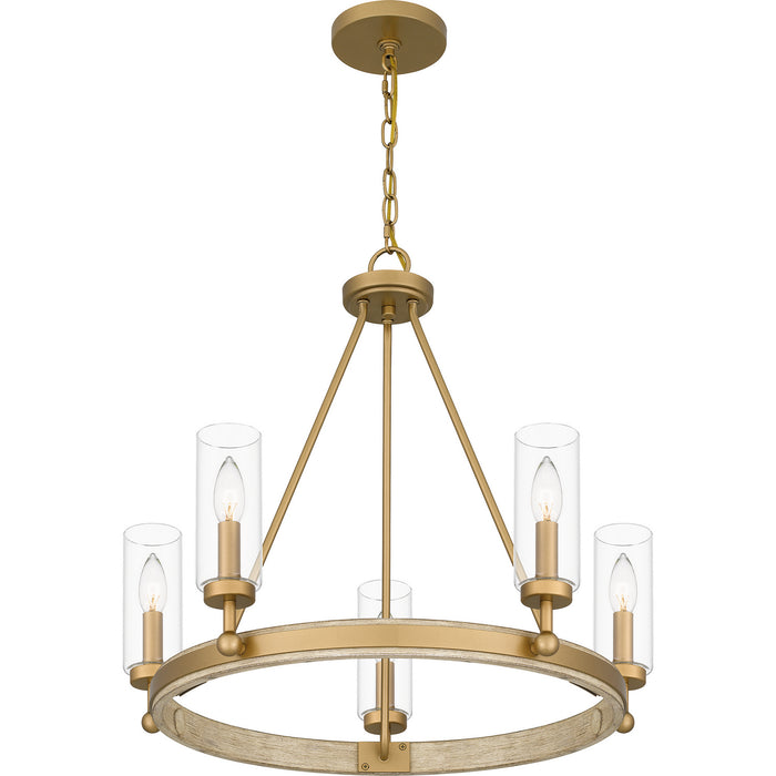 Quoizel KEL5025NWS Five Light Chandelier, Nouveau Painted Weathered Brass
