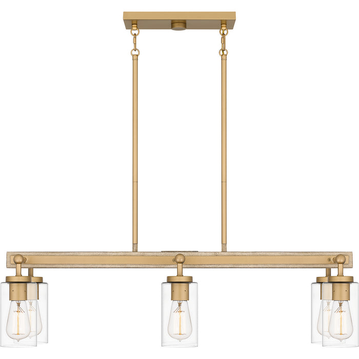 Quoizel KEL633NWS Six Light Island Chandelier, Nouveau Painted Weathered Brass