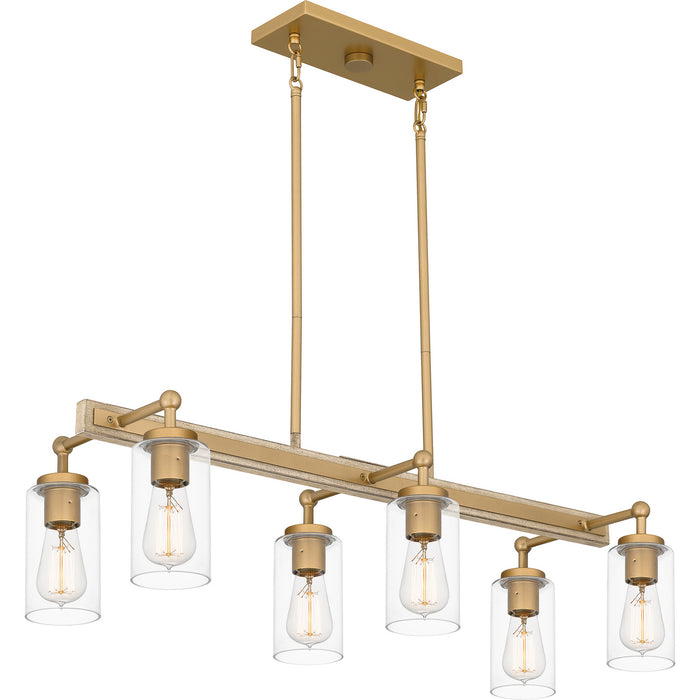 Quoizel KEL633NWS Six Light Island Chandelier, Nouveau Painted Weathered Brass