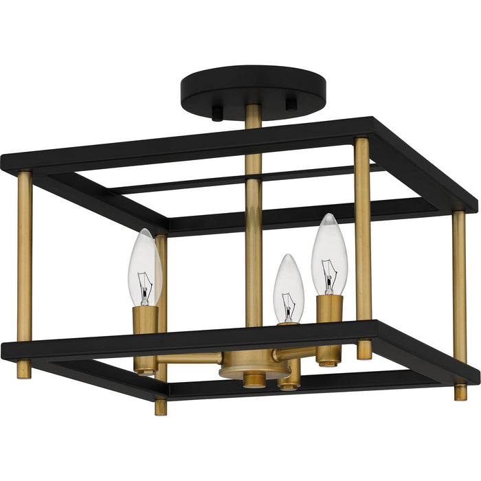 Quoizel KNW1713MBK Three Light Semi Flush Mount, Matte Black