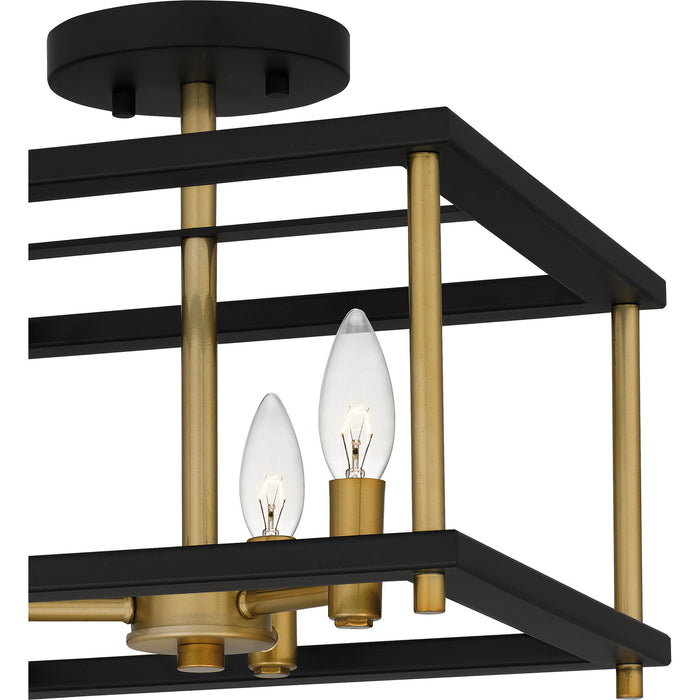 Quoizel KNW1713MBK Three Light Semi Flush Mount, Matte Black