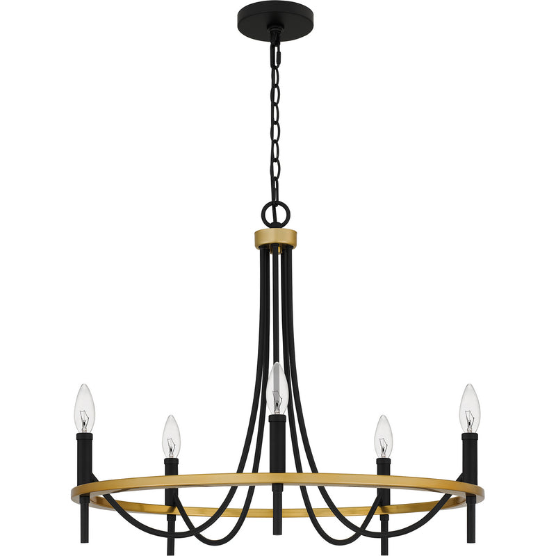Quoizel LGR5026MBK Five Light Chandelier, Matte Black