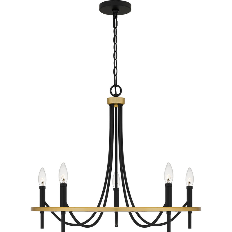 Quoizel LGR5026MBK Five Light Chandelier, Matte Black