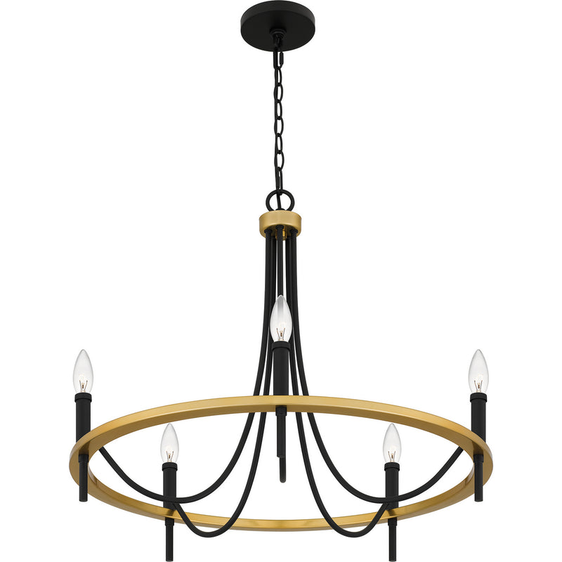 Quoizel LGR5026MBK Five Light Chandelier, Matte Black