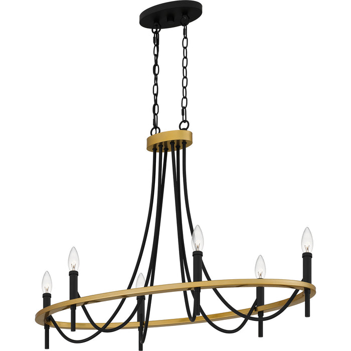 Quoizel LGR636MBK Six Light Island Chandelier, Matte Black