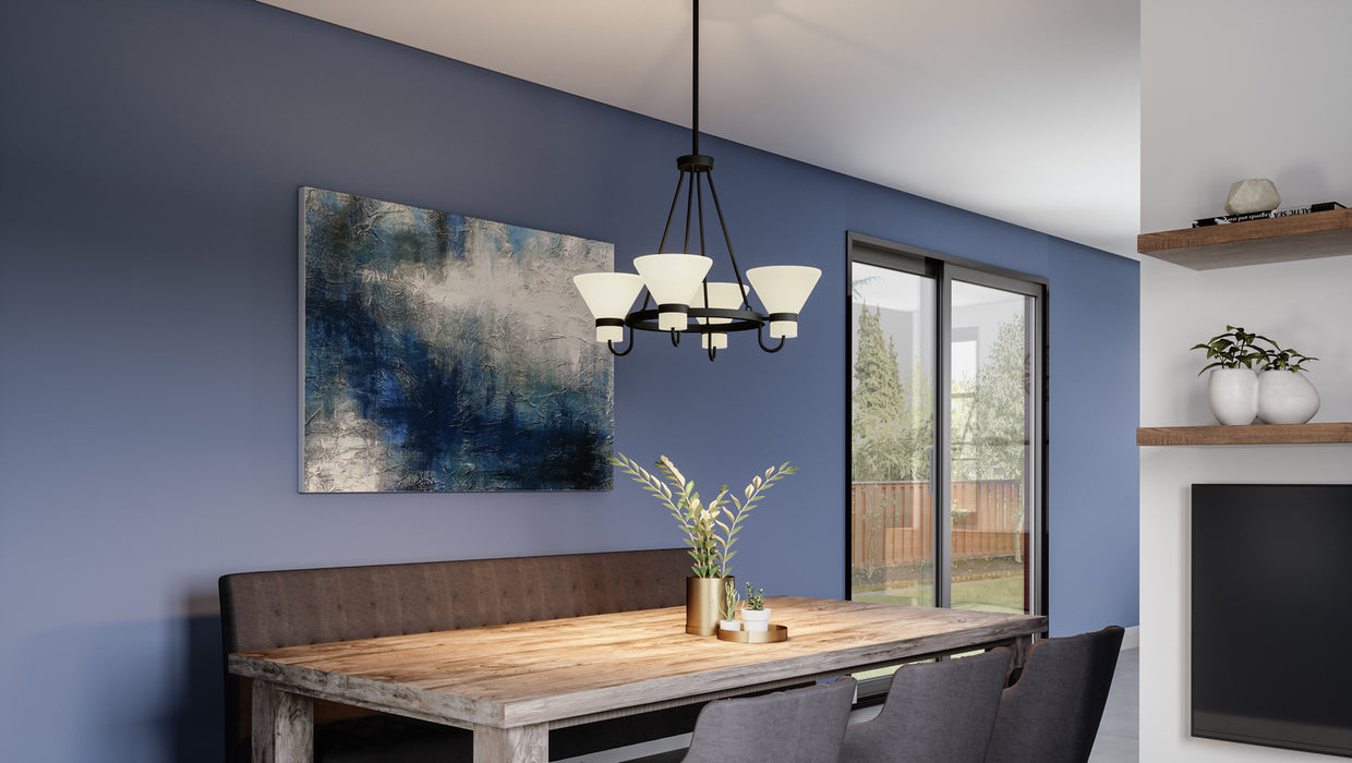 Quoizel MGD5025EK Four Light Chandelier, Earth Black