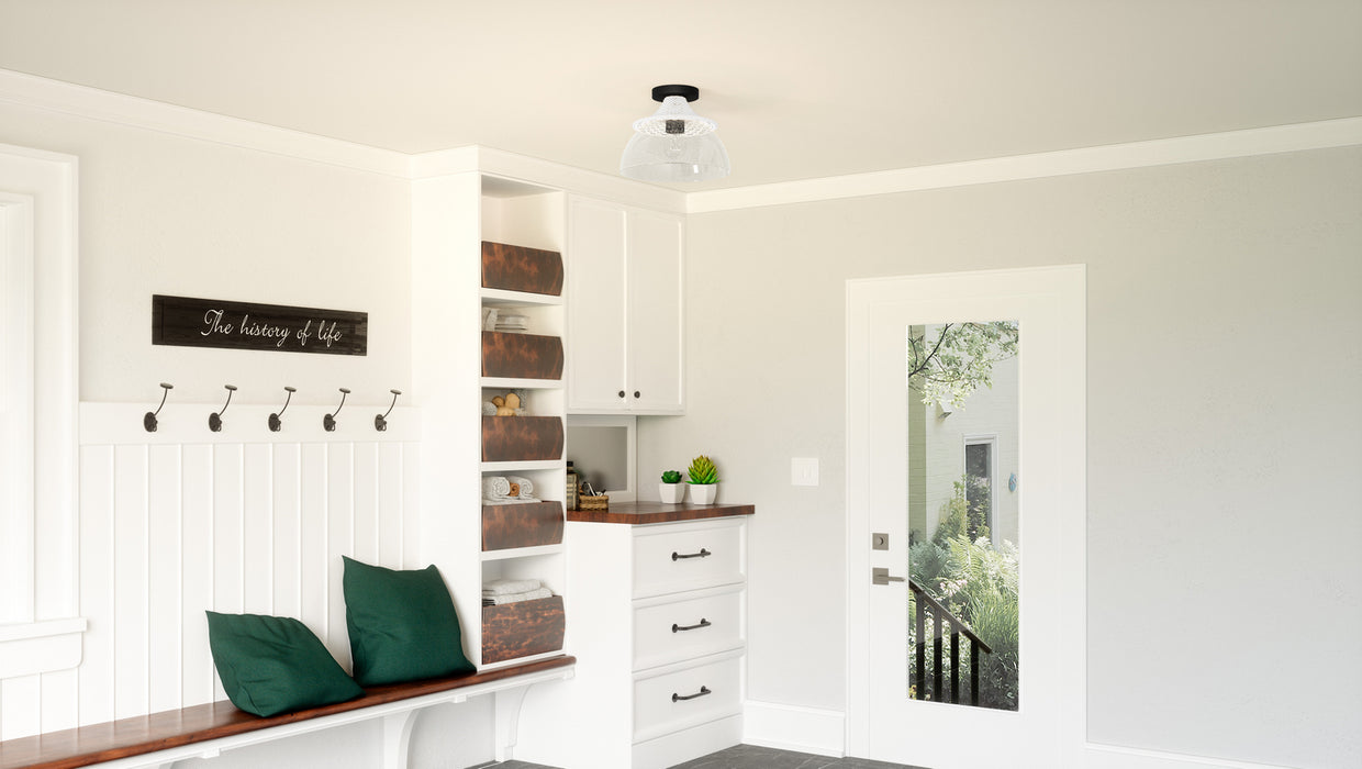 Quoizel OTN1712MBK One Light Semi Flush Mount, Matte Black