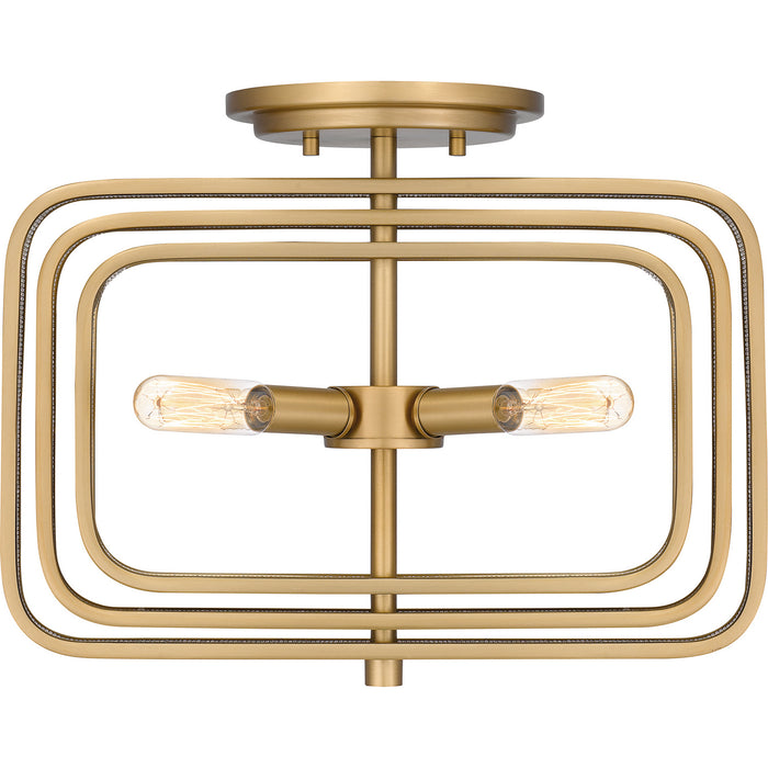 Quoizel PCDPR1714BWS Four Light Semi-Flush Mount, Brushed Weathered Brass