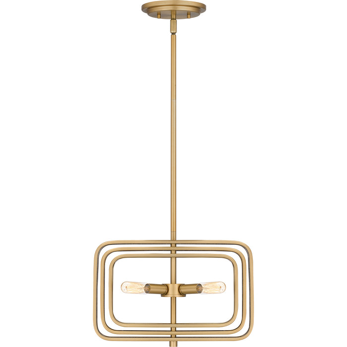 Quoizel PCDPR2814BWS Four Light Pendant, Brushed Weathered Brass