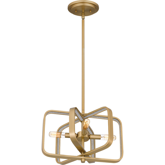 Quoizel PCDPR2814BWS Four Light Pendant, Brushed Weathered Brass