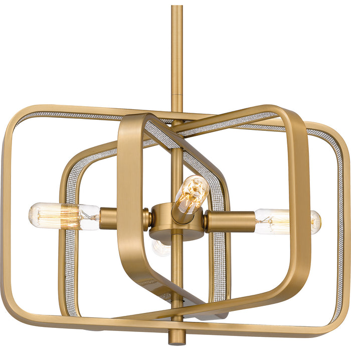 Quoizel PCDPR2814BWS Four Light Pendant, Brushed Weathered Brass
