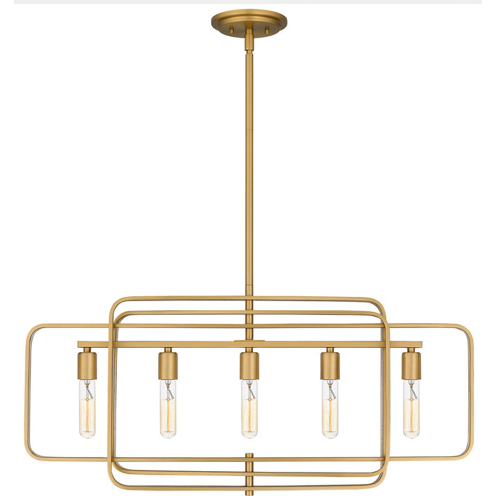 Quoizel PCDPR534BWS Five Light Island Chandelier, Brushed Weathered Brass