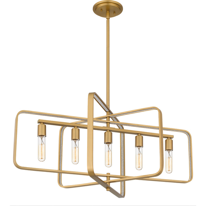 Quoizel PCDPR534BWS Five Light Island Chandelier, Brushed Weathered Brass