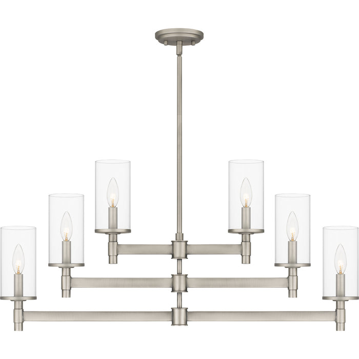 Quoizel QCH5578AN Six Light Island Chandelier, Antique Nickel