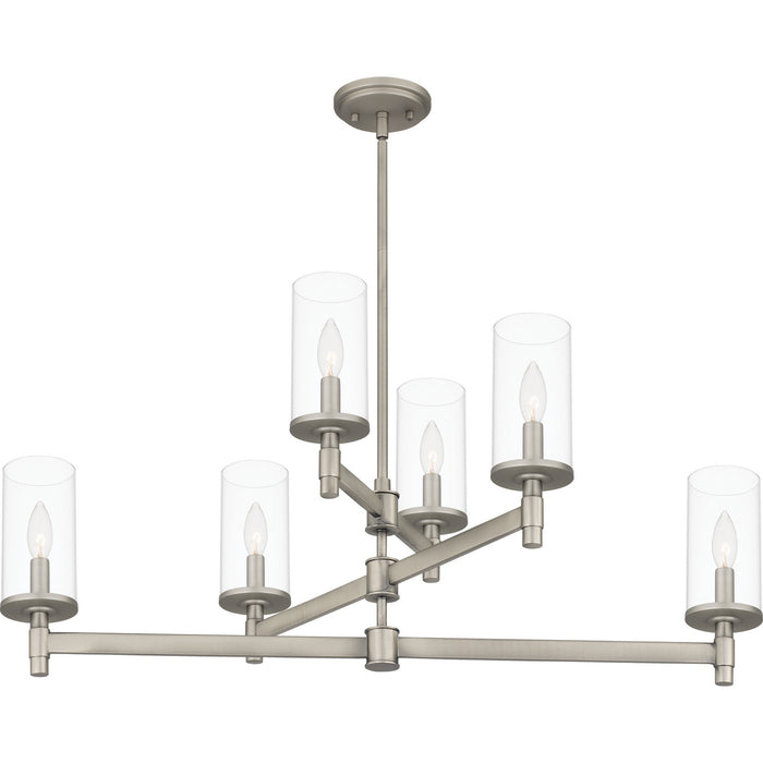 Quoizel QCH5578AN Six Light Island Chandelier, Antique Nickel