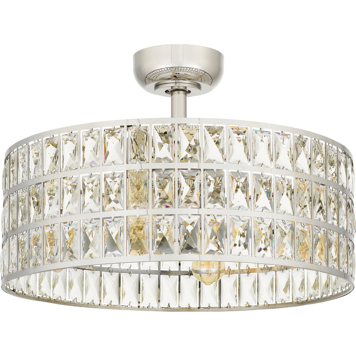 Quoizel QFA4046PK Four Light Fandelier, Polished Nickel