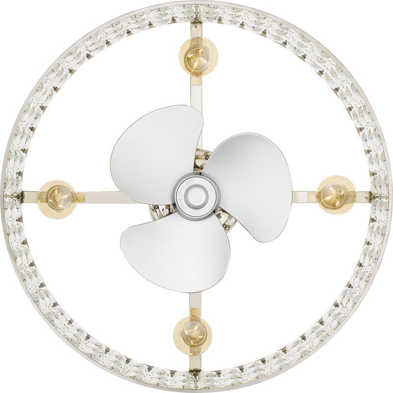 Quoizel QFA4046PK Four Light Fandelier, Polished Nickel