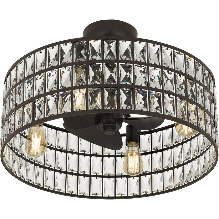 Quoizel QFA4046WT Four Light Fandelier, Western Bronze
