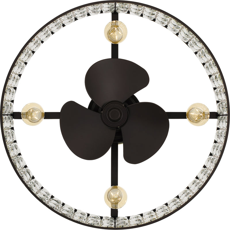 Quoizel QFA4046WT Four Light Fandelier, Western Bronze