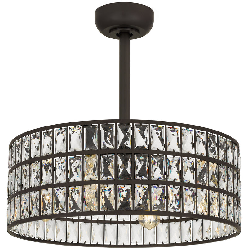 Quoizel QFA4046WT Four Light Fandelier, Western Bronze