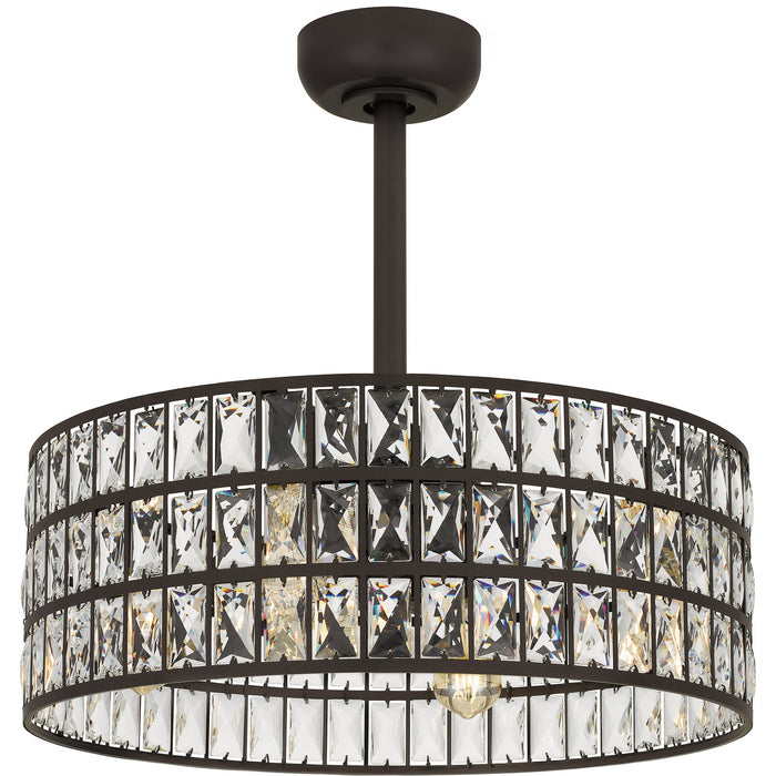 Quoizel QFA4046WT Four Light Fandelier, Western Bronze