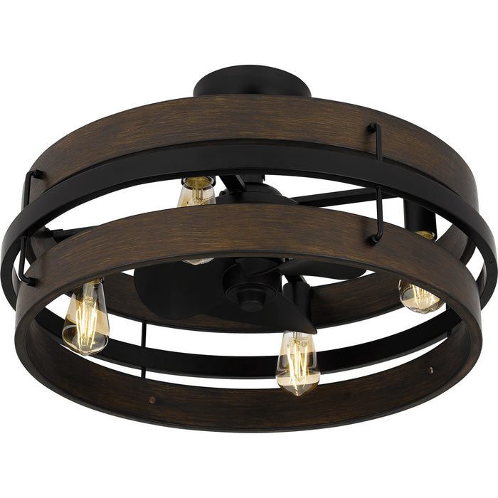 Quoizel QFA5615MBK Four Light Fandelier, Matte Black