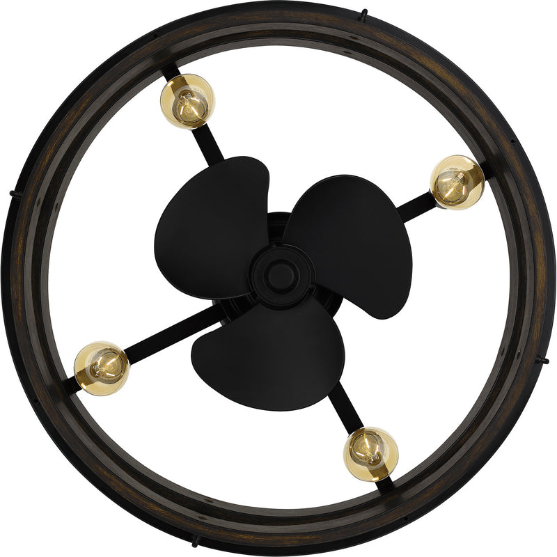 Quoizel QFA5615MBK Four Light Fandelier, Matte Black