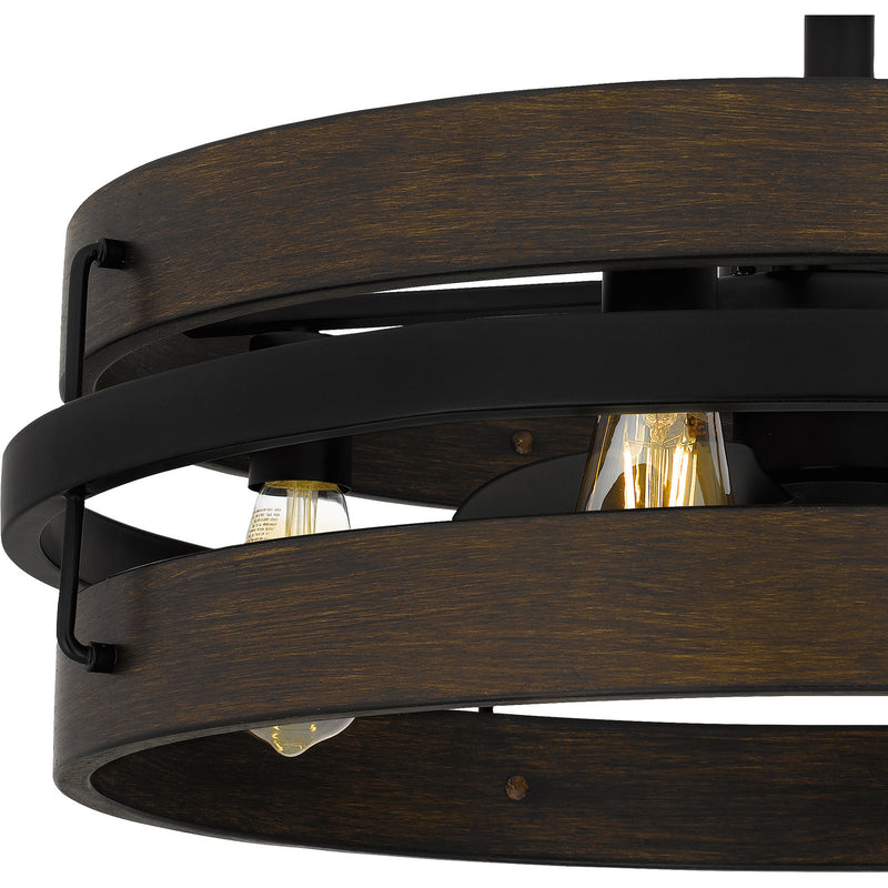 Quoizel QFA5615MBK Four Light Fandelier, Matte Black