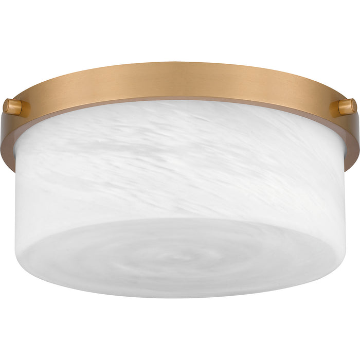 Quoizel QFL5590AB Two Light Flush Mount, Aged Brass