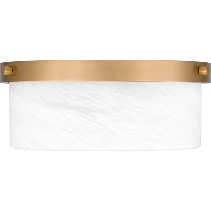 Quoizel QFL5590AB Two Light Flush Mount, Aged Brass