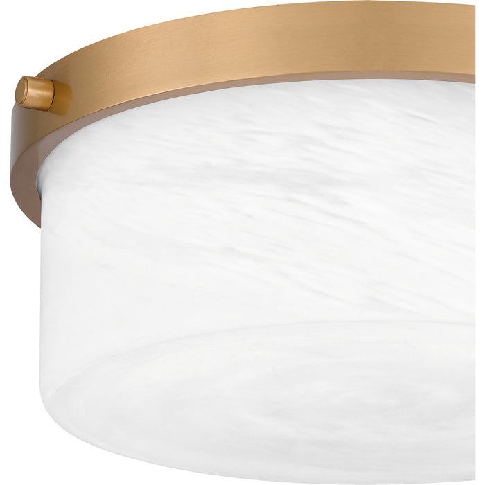 Quoizel QFL5590AB Two Light Flush Mount, Aged Brass