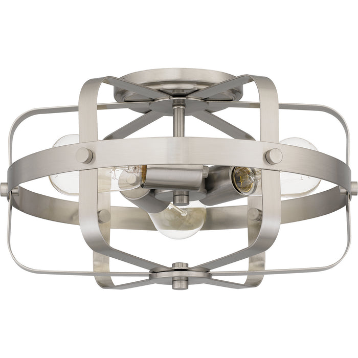 Quoizel QFL5592BN Three Light Flush Mount, Brushed Nickel