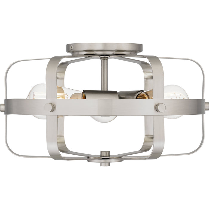 Quoizel QFL5592BN Three Light Flush Mount, Brushed Nickel