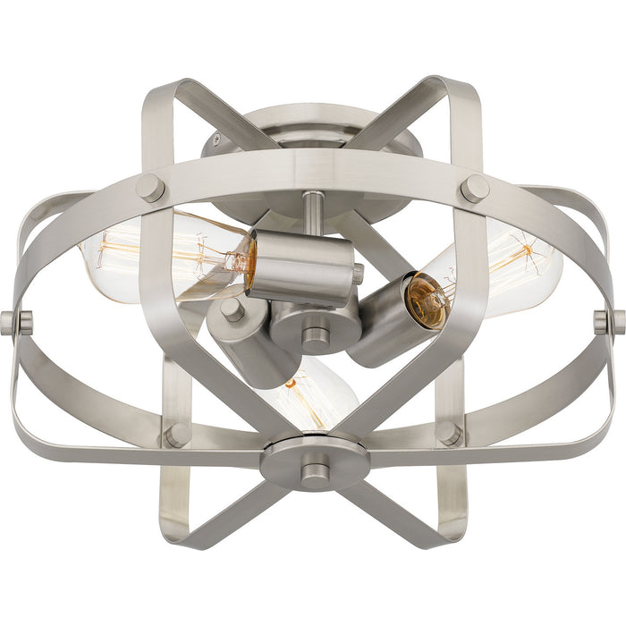 Quoizel QFL5592BN Three Light Flush Mount, Brushed Nickel