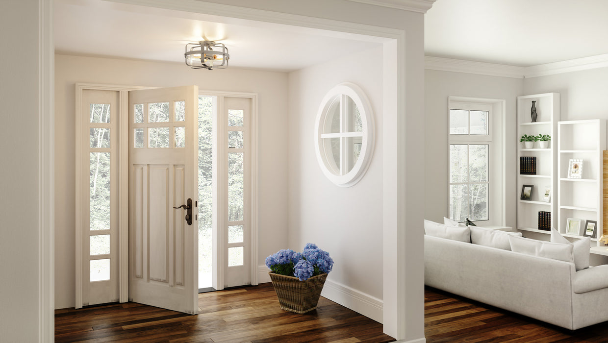 Quoizel QFL5592BN Three Light Flush Mount, Brushed Nickel