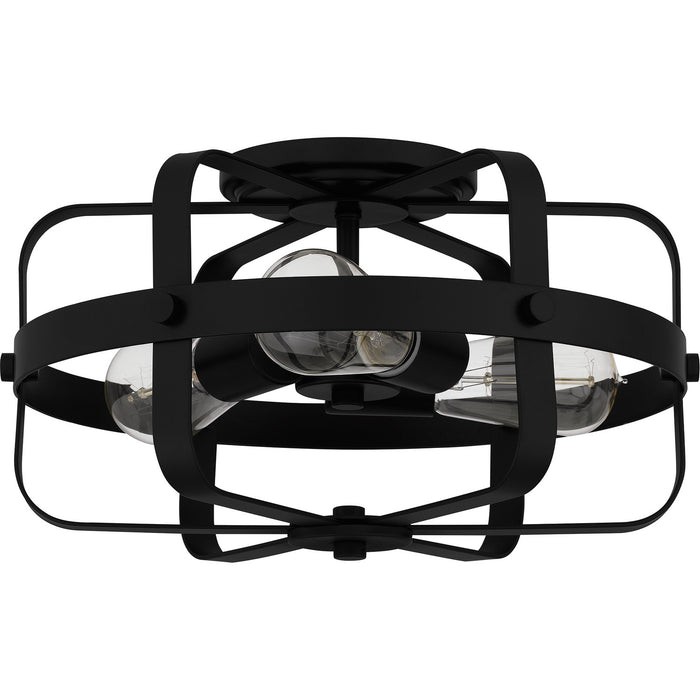 Quoizel QFL5592MBK Three Light Flush Mount, Matte Black