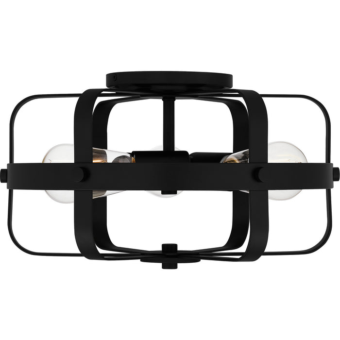 Quoizel QFL5592MBK Three Light Flush Mount, Matte Black