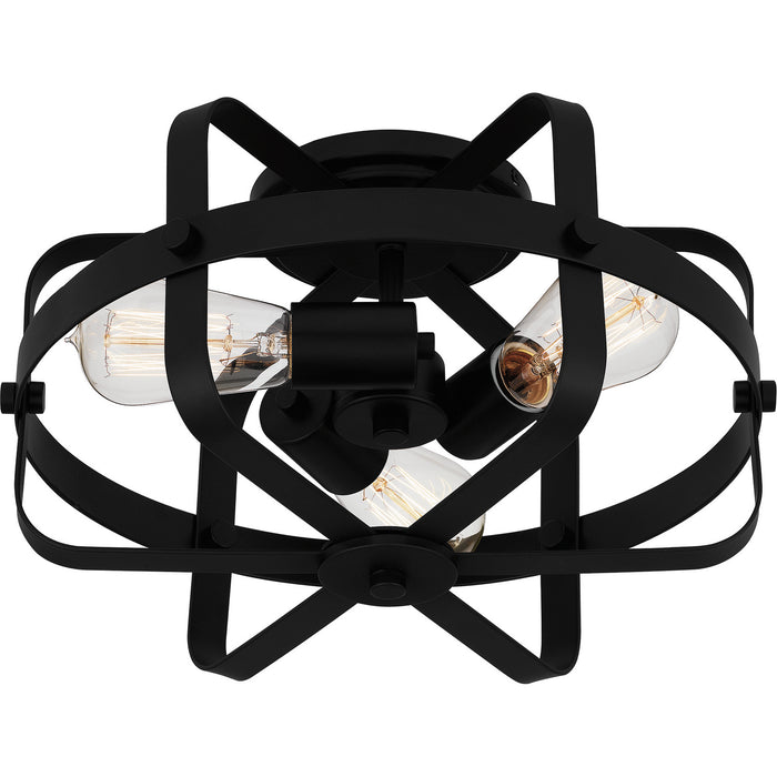 Quoizel QFL5592MBK Three Light Flush Mount, Matte Black