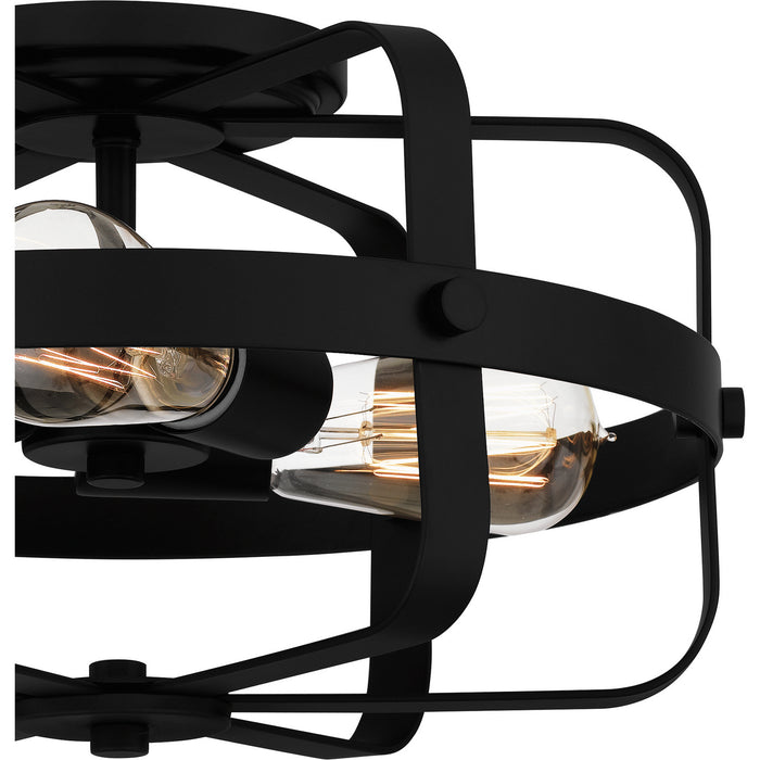 Quoizel QFL5592MBK Three Light Flush Mount, Matte Black