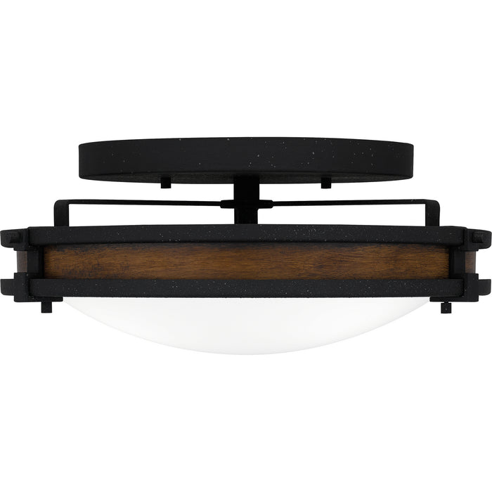 Quoizel QFL5610NI Three Light Flush Mount, Natural Iron