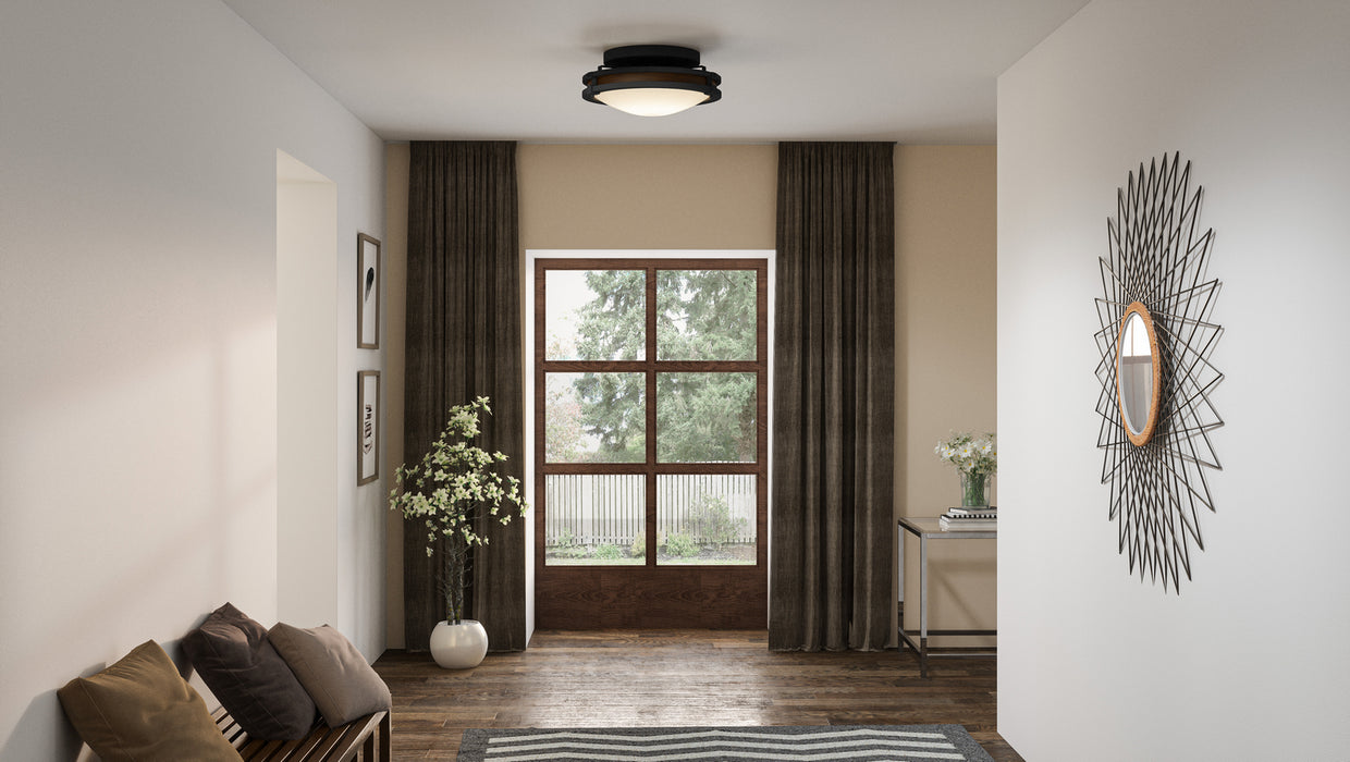 Quoizel QFL5610NI Three Light Flush Mount, Natural Iron